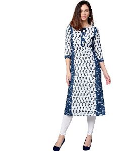 Jaipur Kurti Women Blue Ethnic Motifs Straight Cotton Kurta