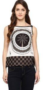 Print Sleeve Less Kurti