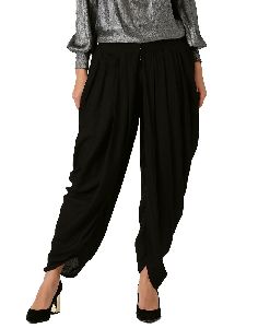 Black Solid Rayon Tulip Dhoti