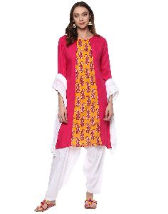 Jaipur Kurti Solid Rani Cotton Suit Set