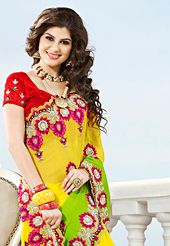 Shaded Yellow and Light Green Viscose Georgette Saree
