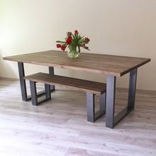 Industrial Dining Table With Cast Iron Legs