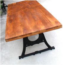 Industrial Vintage Dining Table with Cast Iron Legs