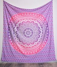 Hippie Bohemian Queen Pink Ombre Mandala Tapestry
