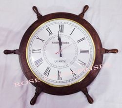 Wooden Ship Wheel Wall Clock