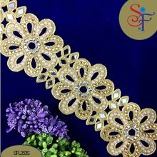 75mm gold zari embroidery lace trim for wedding dress