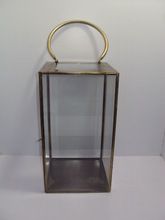 Glass Lantern Brass Antique