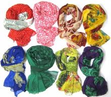 PRINTED POLYESTER CHIFFON ASSORTED DESIGNS STOLE