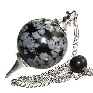 Snowflake Obsidian round ball pendulum