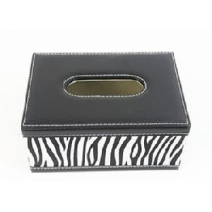 Leather Tissue Box Holder With Leather Bottom