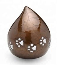 Beautiful Pearl shape Aluminium colorful white paw pet Cremation Urn for Ashes
