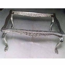 Silver or White Metal Inlaid Coffee Table