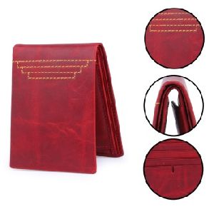 Genuine Leather Bifold RED Casual Wallet