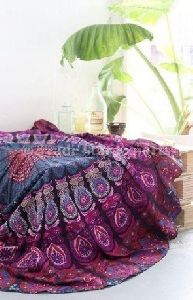 purple peacock mandala round tapestry college room cool wall hanging