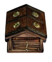 wooden hand carved coaster hut