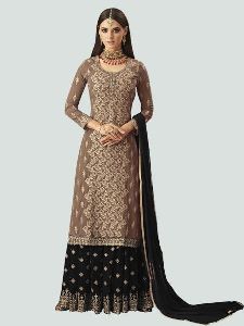 Black and Beige Sharara Suit