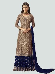 Blue and Beige Sharara Suit