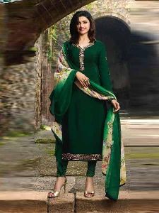 Bottle Green Embroidered Straight Suit