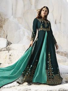 Peacock Blue Embroidered Anarkali Suit