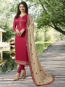 Pink and Beige Designer Straight Salwar Suit
