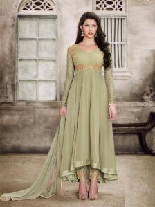 Sparky Light Green Anarkali Salwar Suit, Size : Free Size