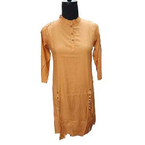 Nehru Collar Mustard Yellow Long Kurtis