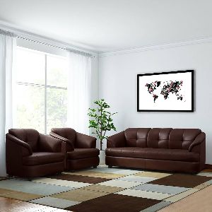 Bharat Lifestyle Gayana Leatherette 3 + 1 + 1 Brown Sofa Set