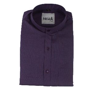Mens Purple Chinese Collar Shirt