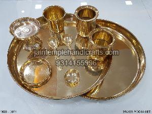 Swastik Golden Brass 3 Bowls Pooja Thali Manufacturer Supplier