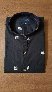 Black Chinese Collar Shirt