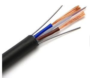 Hybrid optical fiber cable 12 core with copper power wires 2x RVV2.5mm2