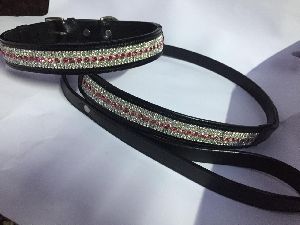 Leather Crystal Dog Collar