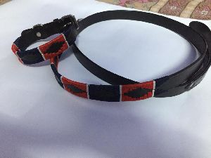Leather Dog Collar with Leash