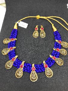 Silk Thread Gold Necklace Set