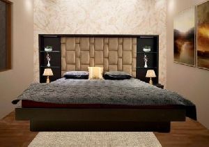 wooden double bed