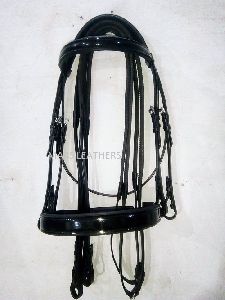 Leather Patent Dressage Bridle, For Horse Riding, Color : Black, Brown, Dark Brown