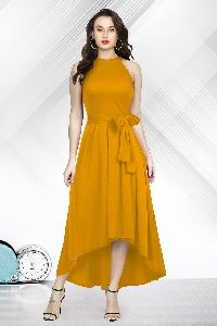 Yellow Knee Length Gown
