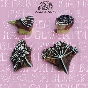 Wooden Printing Block Stamps Hand Curved Textile Fabric Designs