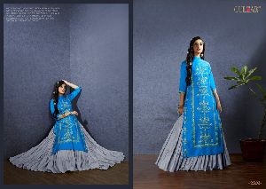 Blue Satin Salwar Kameez