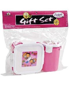 Zadoli Printed Plastic School Gift Set, Color : White Pink