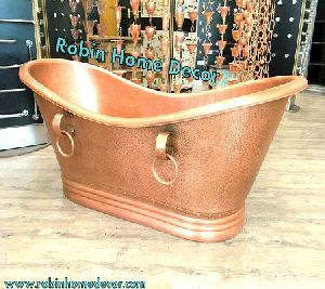 Copper Double Slipper Bathtub with Rings