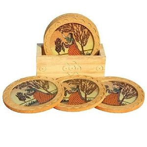 Wooden Round Coaster Set
