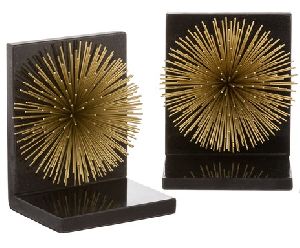 Star Flower Bookend Set of 2 on Black Marble
