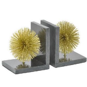 Starbrust Ball Bookend Gold on Black Marble