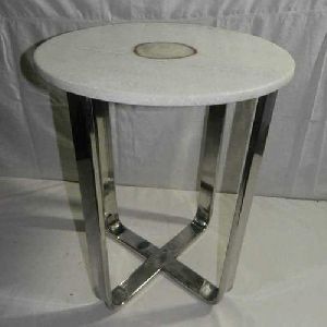 Stainless Steel Marble Top Table