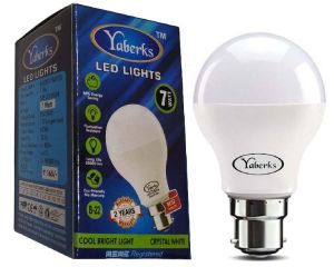 Round Yaberks 7-Watt B22 LED Bulbs, Color : White