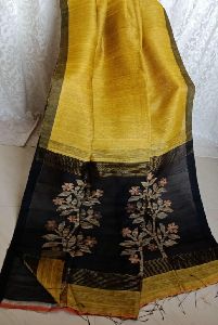 Handloom Silk linen jamdani pallu muslin