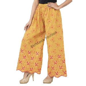 Cotton Embroidery Palazzo Pants for Ladies