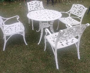Aluminium Cast Chair Table Set (727 White)
