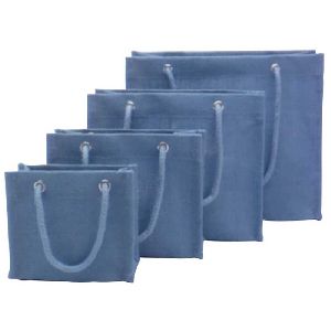 BLUE JUTE BAG WITH ROPE HANDLE